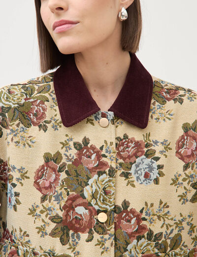 Veste manches longues doubl&eacute;e beige femme