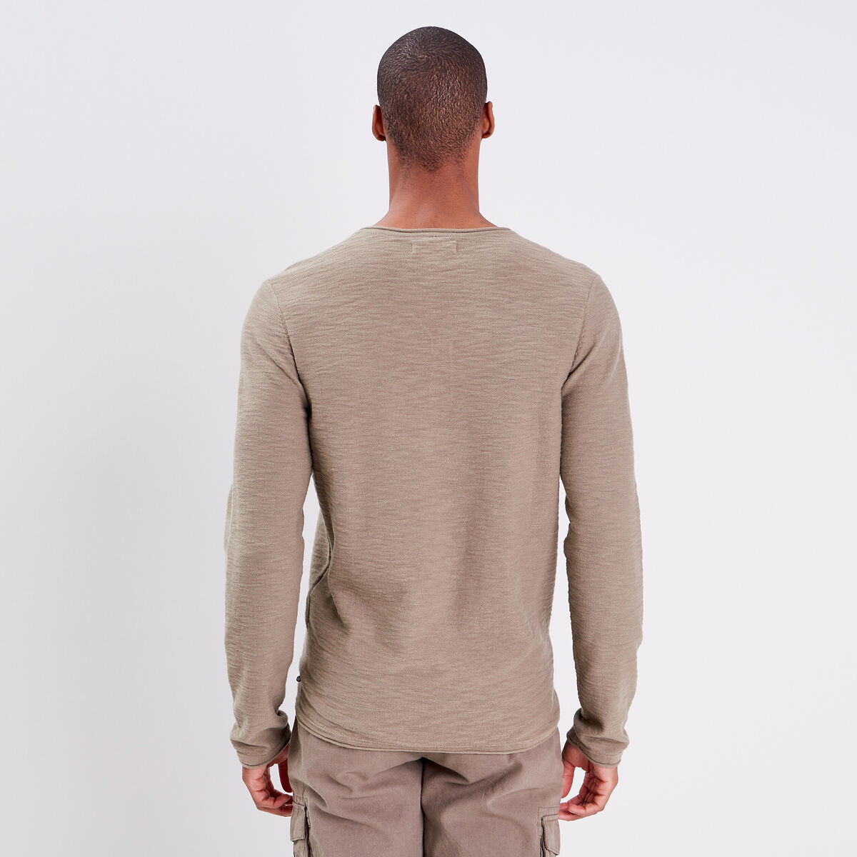 Pull manches longues vert kaki homme