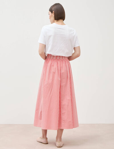 Jupe taille haute en coton rouge femme