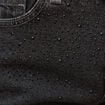 Jeans straight taille haute strass denim gris femme