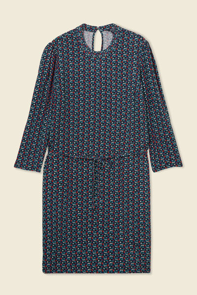 Robe droite ceinturée multicolore femme