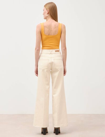 Jeans bootcut taille haute denim blanc femme