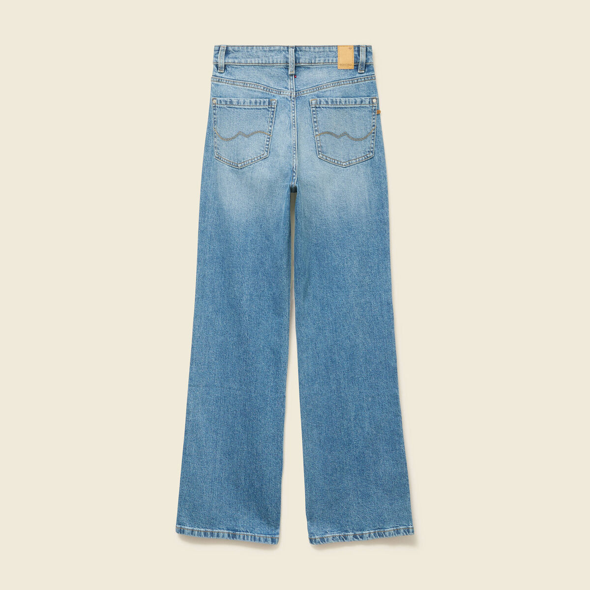 Jeans large taille haute denim stone femme