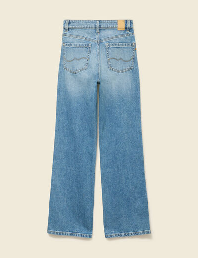 Jeans large taille haute denim stone femme