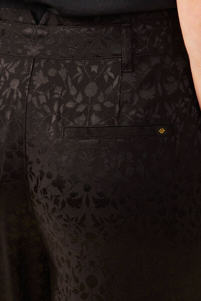 Pantalon large satin noir femme