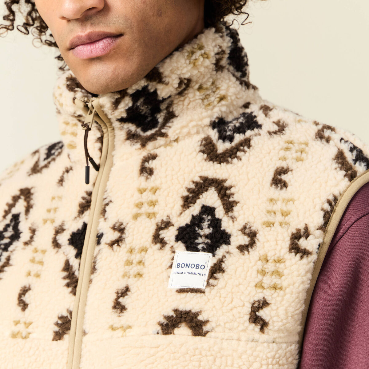 Gilet sans manches zippé ecru homme