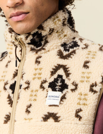 Gilet sans manches zippé ecru homme