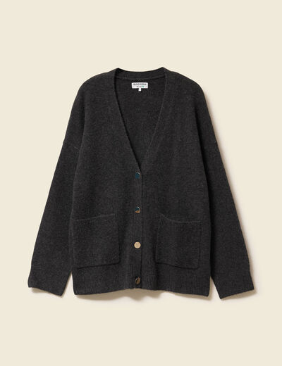 Gilet manches longues gris fonc&eacute; femme
