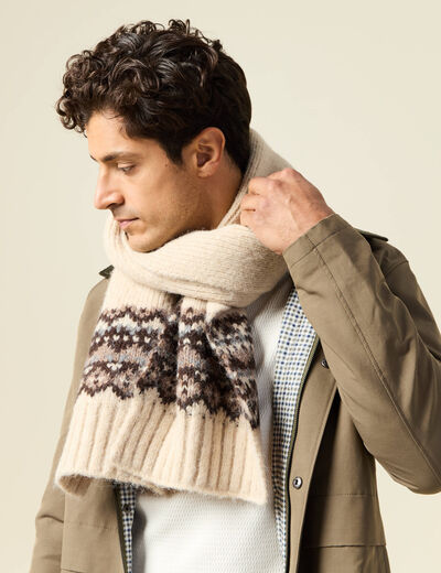 &Eacute;charpe d&eacute;tails jacquard ecru homme