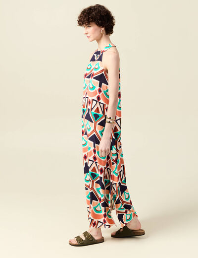 Robe longue droite orange femme