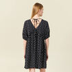 Robe évasée fluide col en V noir femme