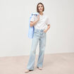 Jeans large taille haute denim bleach femme
