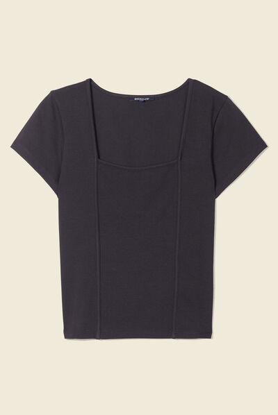 T-shirt manches courtes noir femme