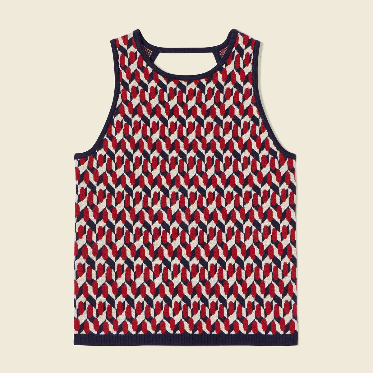 Pull débardeur dos ouvert bleu marine femme