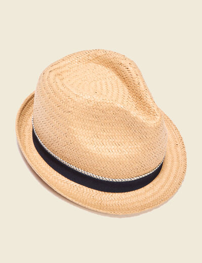 Chapeau trilby tressé sable homme