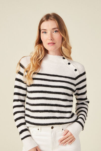 Pull manches longues ecru femme