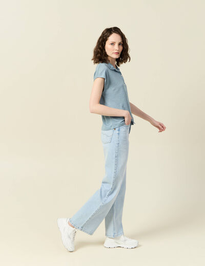 Polo manches courtes bleu gris femme