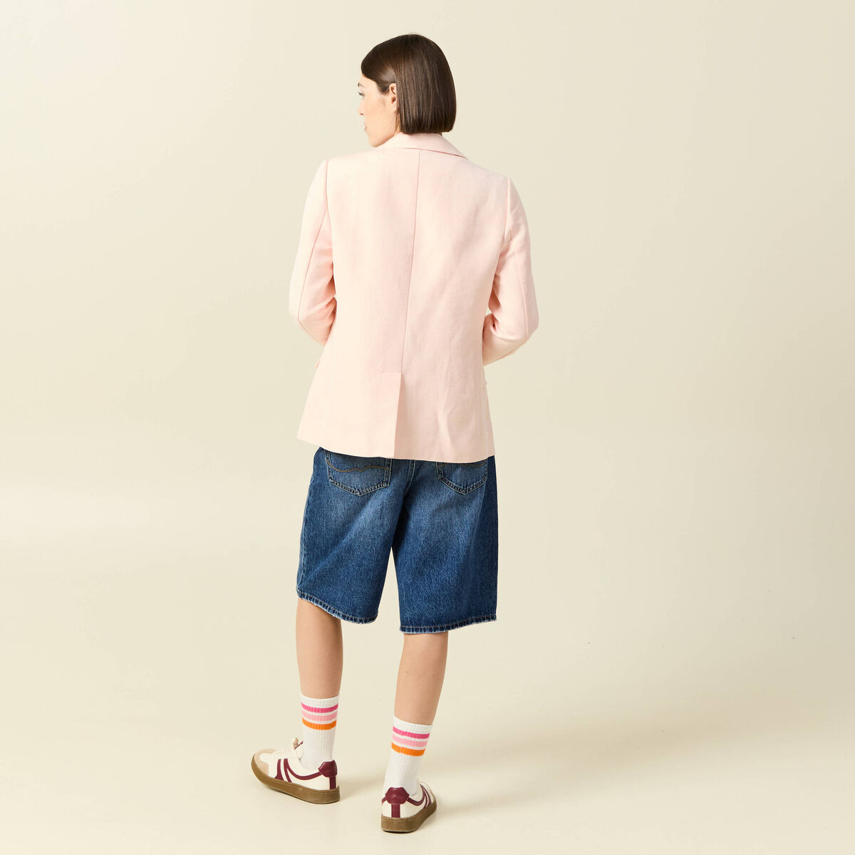 Veste blazer manches longues rose champagne femme