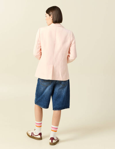 Veste blazer manches longues rose champagne femme
