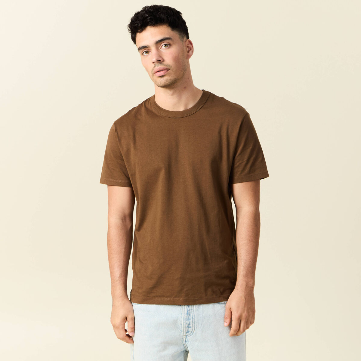 T-shirt éco-responsable marron homme