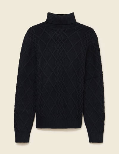 Tricot col montant noir homme