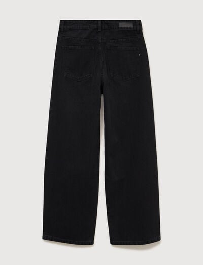 Jeans ample d&eacute;tails clout&eacute;s denim noir femme