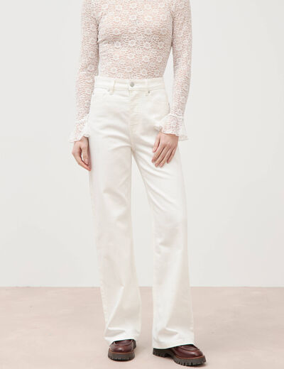 Jeans large taille haute denim blanc femme