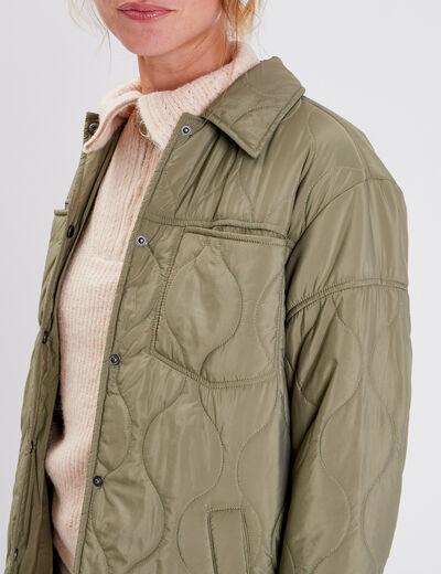 Manteau droit éco-responsable vert kaki femme