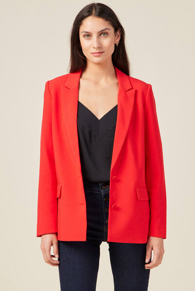 Veste esprit blazer cintrée rouge foncé femme