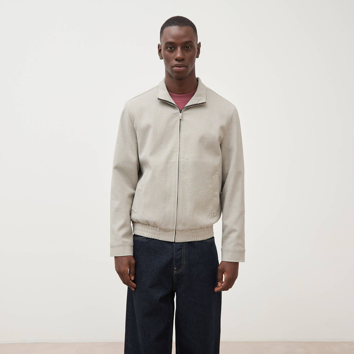 Blouson col montant manches longues gris homme