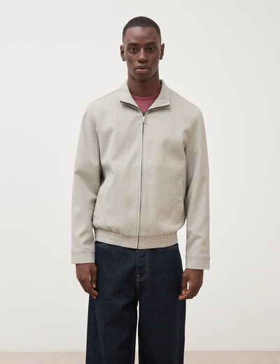 Blouson col montant manches longues gris homme