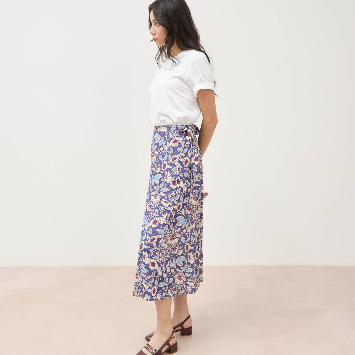 Jupe fluide bleu femme