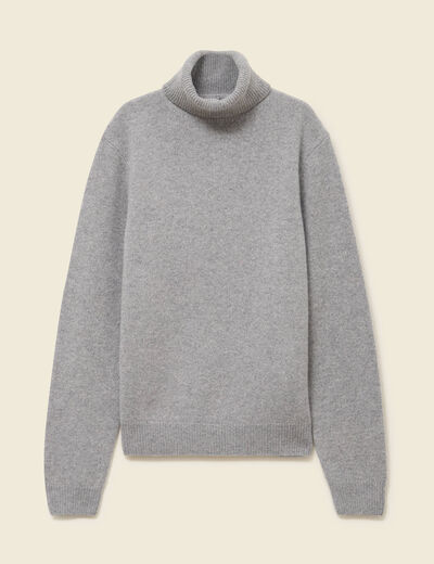 Pull droit col montant gris homme