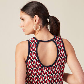 Pull débardeur dos ouvert bleu marine femme