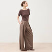 Pantalon large taille standard marron femme