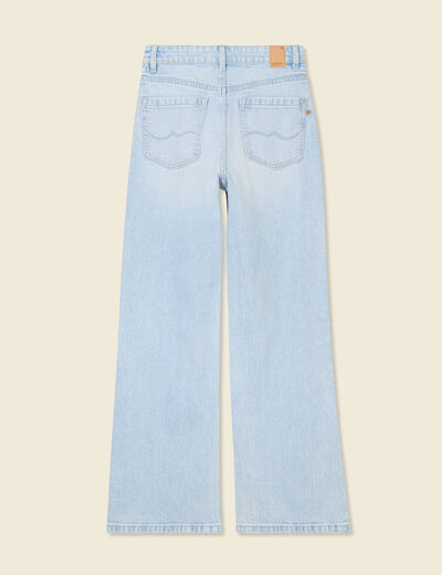 Jeans large taille haute denim bleach femme