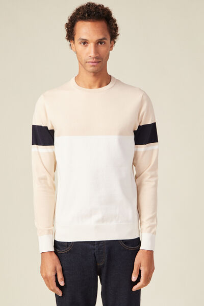 Pull éco-responsable ecru homme