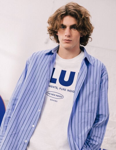 Chemise boyfriend en coton bleu ciel homme