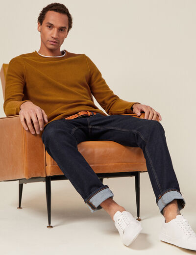 Pull manches longues marron homme