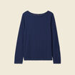 T-shirt manches longues ajouré bleu marine femme