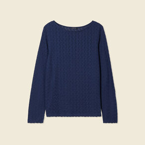 t shirt manches longues ajoure bleu marine femme T-shirt manches longues ajouré bleu marine femme