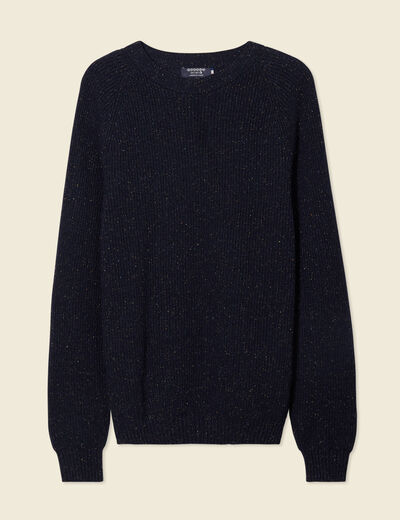 Pull manches longues fabriqué en France bleu marine homme