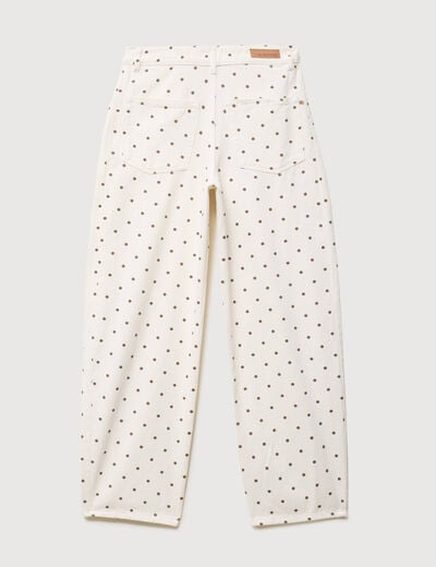 Jeans taille haute bas resserr&eacute; ecru femme