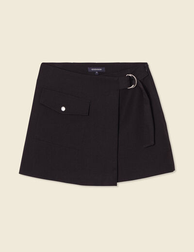 Jupe-short cargo avec boucle noir femme