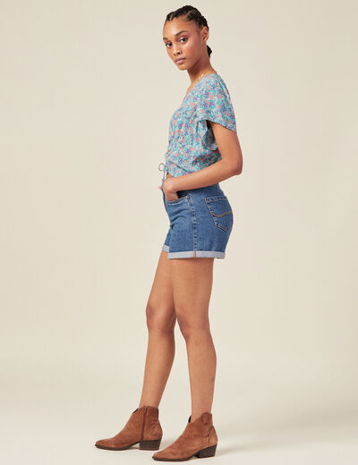 Blouse cropped éco-responsable vert émeraude femme