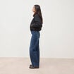 Blouson ample court col classique noir femme