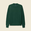Pull fin manches longues col rond vert homme
