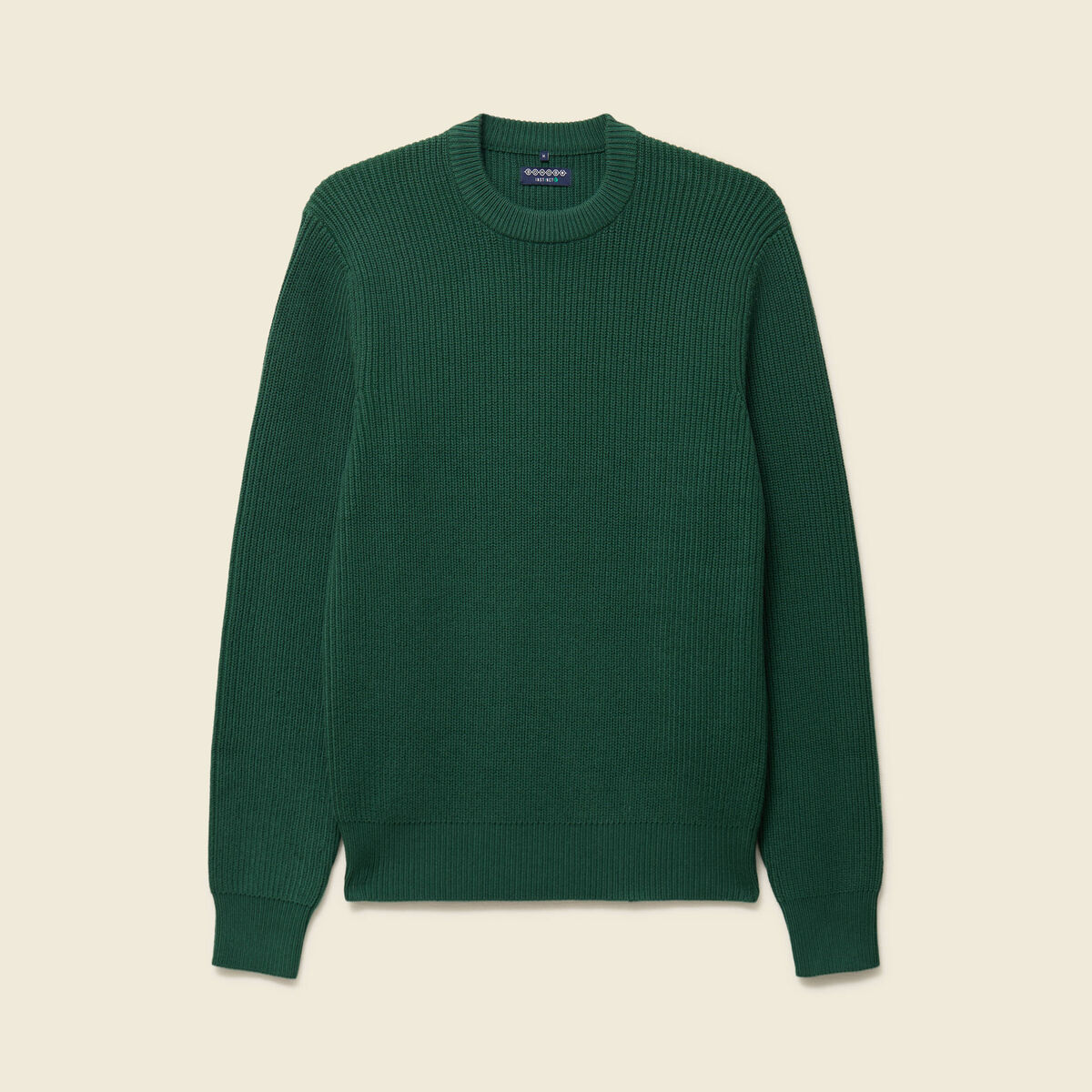 Pull fin manches longues col rond vert homme