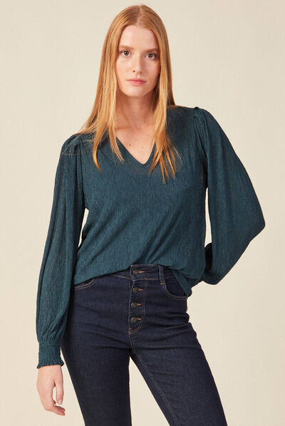 T-shirt éco-responsable bleu canard femme