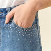 Jeans taille haute avec strass denim used femme